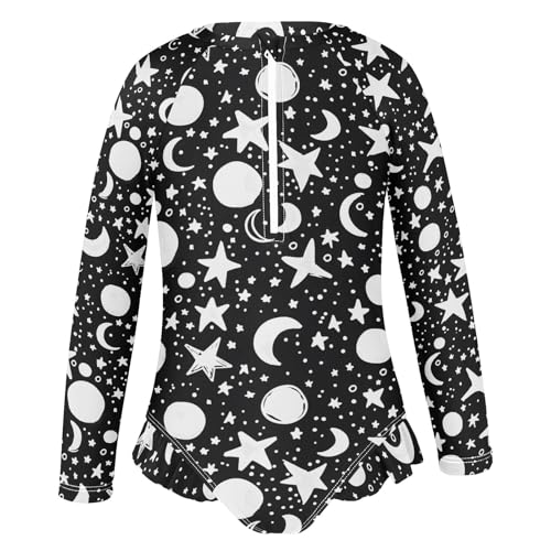 ALAZA Toddler Swimsuit Girl Bathing Suit Swimwear Rash Guard Moon Stars Long Sleeve 3T2