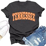 Dabon Womens Tennessee Shirt Orange Checkerboard Vintage T-Shirt Game Day State Pride Tee Tops