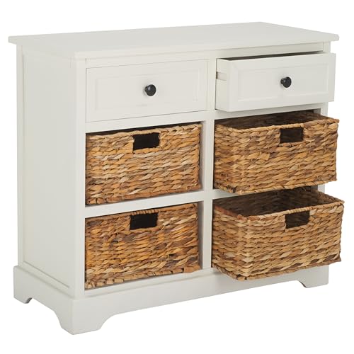 SAFAVIEH Furniture - Herman 2-Drawer Storage Unit - Distressed Cream - Solid Wood - Classic Storage Design - Ideal for Living Room, Entryway, 29