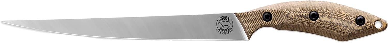 White River Knives Fillet Knife 8" Trailing Point CPM S35VN Stonewashed Blade Richlite Handle Maple/Black