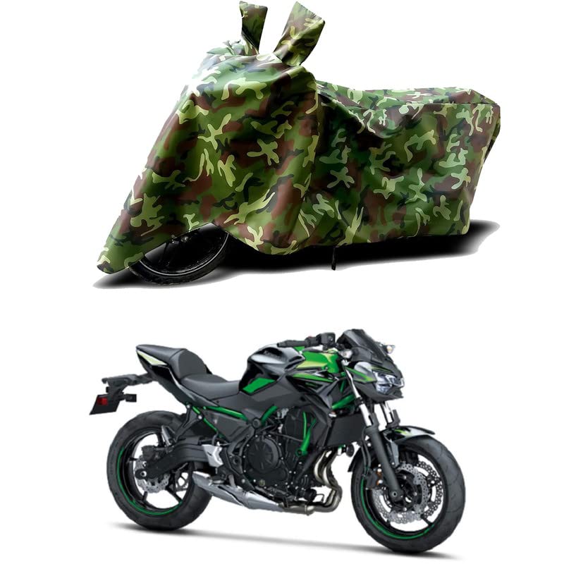 Image of 100% Water Resistant Full Bike Scooty Two Wheeler Body Cover Compatible for KawasaZ400 /UV-Rays /Heat Protection /Birds Dropping /Scratchproof /Dust Proof /Waterproof /All Varients[Green MJ]