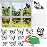 srclo 12 Stück DIY Bastelset für Fensterbilder mit Schmetterlingen und Frühlingsmotive - Kreative Bastelvorlagen für Geschenke zu Sommer und Frühling Party