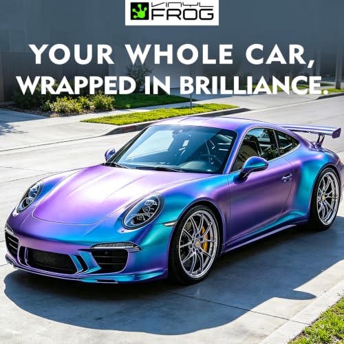 Image of VINYL FROG Chameleon Car Wrap 11.81 inchx60 inch Purple to Blue Matte Metallic Vehicle Film Stretchable Air Release Car Wrap Vinyl for DIY Decals