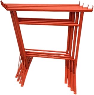 HILL TOP FABRICATIONS LTD - 4 x Builders Trestles Size NO.3, Adjust from 1.0m - 1.8m (Trestle Band Stands) SWL 400kg Made in The UK - Powder Coated Orange for Hard-Wearing Finish. Ideal for Builders.