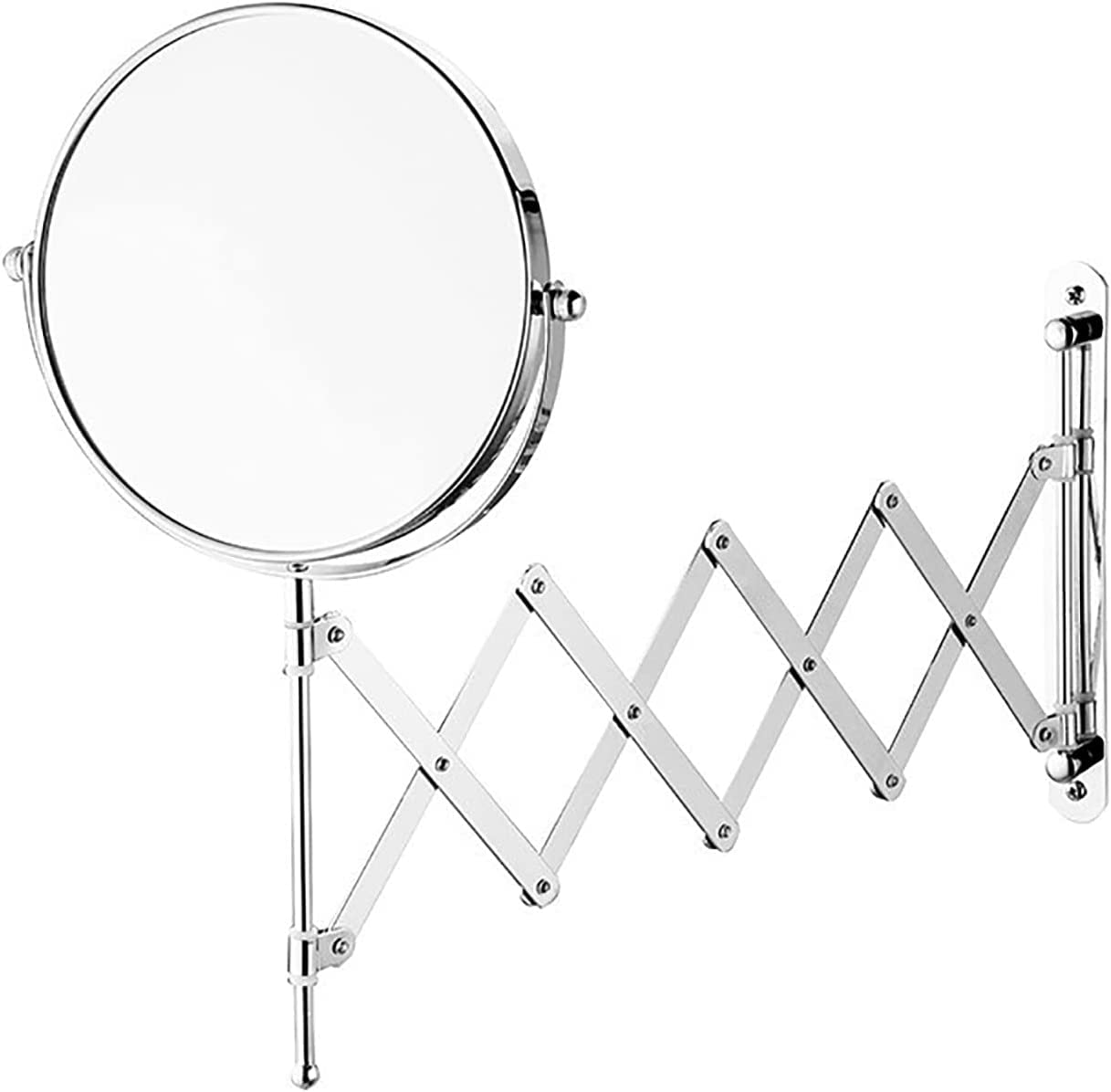 Wandmontierter Rasierspiegel Wandmontage Makeup Sp An der Wand montierter Kosmetikspiegel, 7,5 Zoll, rund, doppelseitig, Vergrößerungsspiegel mit ausziehbarem Arm, verstellbarer Schminkspiegel
