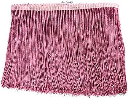 SEW TRENDS 5 Yards of 6" Long Chainette Fringe Thread Yarn Tassel Trim Braid Fringe for Crafts Sewing and Decor-Mauve Pink