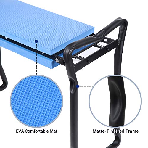 Ohuhu Garden Stool Garden Kneeler And Seat, Foldable Gardening Bench Heavy Duty With Thicker Wider Kneeling Pad 2 Large Tool Pouches Gifts For Women Men Gardener Parents Elders Friends #TOP4