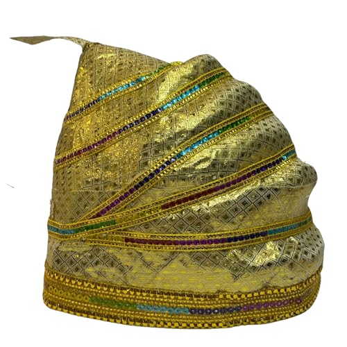 Image of Kaku Fancy Dresses Shivaji Maharaj Pagdi /Pheta Traditional Indian Headwear for Kids | Cultural & Fancy Dress Turban for Festivals, School Plays & Historical Events - White /Golden