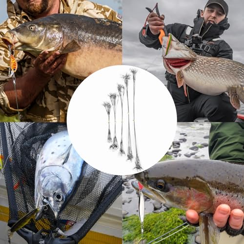 Realure 50 Stücke Stahlvorfach Hecht Angeln Set mit Wirbel & Snaps, 5größen Edelstahl Fischen Angelzubehör Raubfisch, Vorfach Angeln Vorfächer zum Spinnangeln, Vorfachschnur Für Salzwasser Süßwasser