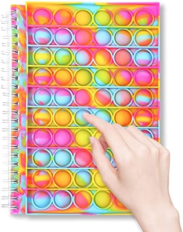 Fidget Notebook, Fidget Spiral Notebook, Push Pop Bubble Fidget Sensory Toy Stress Reliever Stationery, Composition Notebooks Portable for School Office Notebook Kids School Gifts Macaron Notebook