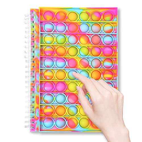 Fidget Notebook, Fidget Spiral Notebook, Push Pop Bubble Fidget Sensory Toy Stress Reliever Stationery, Composition Notebooks Portable for School Office Notebook Kids School Gifts Macaron Notebook