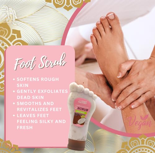 Foot Soak, Scrub & Lotion Set – Foot Care Gift Set For Dry, Tired Feet | Exfoliating Foot Spa Kit For Feet Soak, Scrub & Pedicure Treatment | Home Spa Pamper Set For Women & Men – Coconut - 4