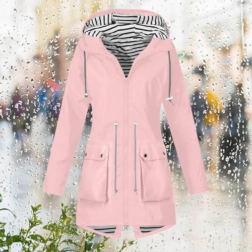 Chubasquero plegable de mujer tipo gabardina larga con capucha fija 4