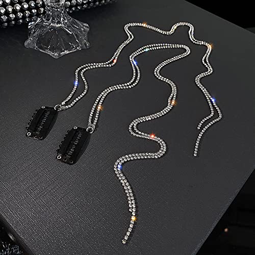 8 piezas cadenas de cabello con strass y pinzas miniatura 6
