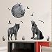 Woodland Arts 33" x 28" Moon Wolves Mountain Forests Silhouette Animals Wall Stickers Decals Decorations for Children Nursery Kids Room