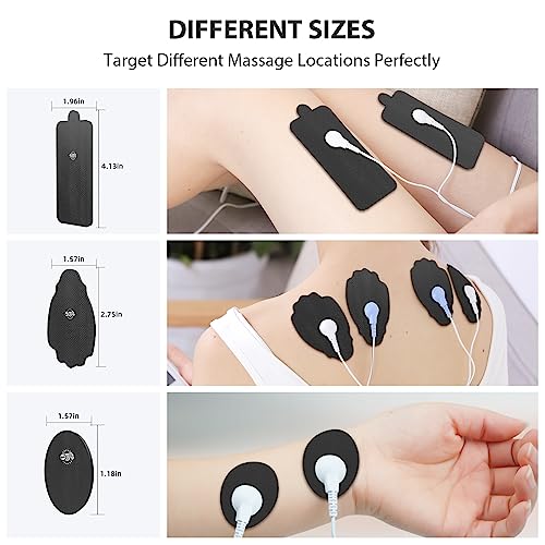 TENS Unit Electrode Pads NURSAL 20 Pack 3.5mm Snap EMS Replacement Pads for Electrotherapy Reuse More Than 30 Times, Compatible with MEDVICE,Belifu TENS Machine
