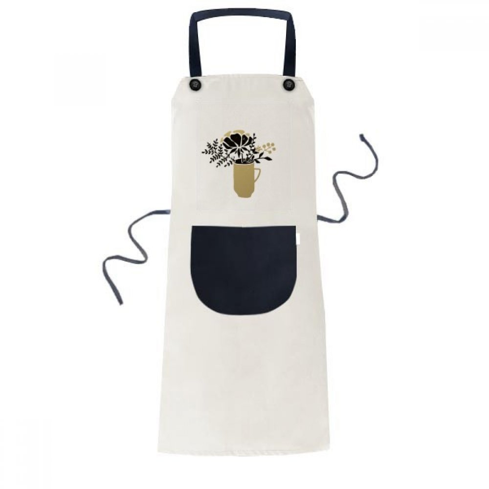 Tablier de cuisine avec poche hommes femmes motif feuilles et vase de fleurs