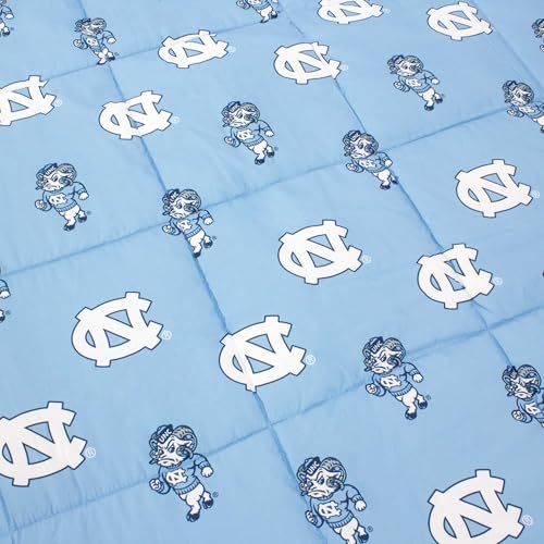 Image of College Covers Everything Comfy North Carolina Tar Heels Reversible Big Logo Soft and Colorful Comforter, Full