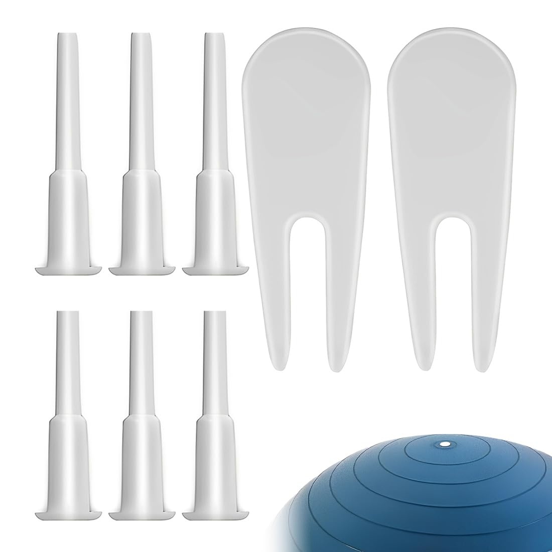 6 Pcs Bouchon d'air Yoga, Kit de Remplacement de Bouchon de Ballon d'exercice pour Yoga, Yoga Air Bouchon, Tige de Prise de Rechange, avec 2 Outil Amovible