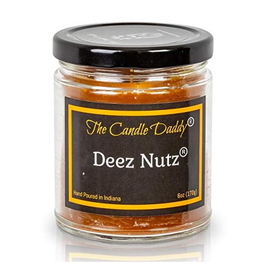 Deez Nutz- Hazelnut Vanilla- the Candle Daddy- 6 Ounce- 40 Hour Burn- Poured in Small Batches in USA