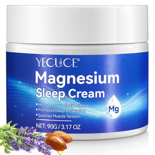 Magnesiumcreme für den Schlaf, topische Magnesiumcreme zur Linderung des Restless-Legs-Syndroms, mit Magnesiumchlorid, beruhigendem Magnesiumöl-Butterbalsam gegen Beinkrämpfe & Muskelschmerzen - 90 g