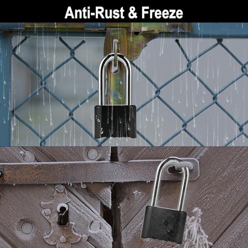 Image of 1pcs Combination Lock, 4-Digit Heavy Duty Combo Lock, Combination Padlock Outdoor Waterproof Gate Locks for Outdoor Fence, Locker, Sheds, Gym, Gate Hasps (1pcs-Long-Black)