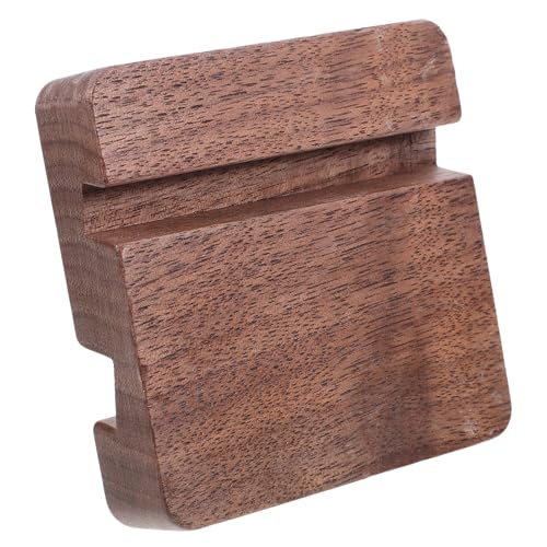 KALLORY Wooden Cell Phone Holder Stand for Desk, Walnut Dual-Slot Mobile and Tablet Dock, Portable Universal Phone Cradle Compatible with Smartphones and Tablets