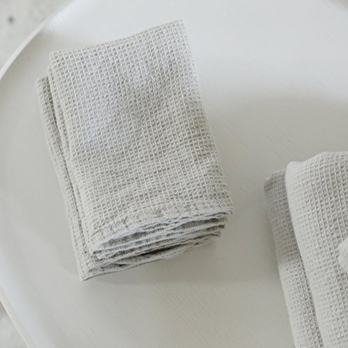 Linenme Linen Wash Cloths Waffle Silver, 12" X 12" #TOP3