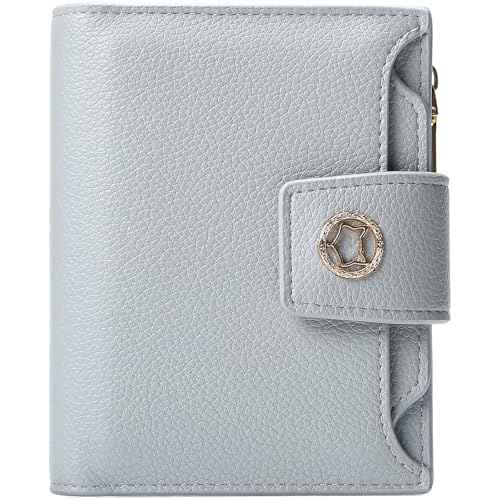 FOXLOVER Small Wallet for Women Soft Leather RFID Blocking Bifold Zipper Pocket Wallet Card Case Purse with ID Window