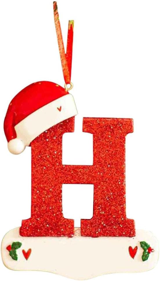 Alphabet Letters Christmas Tree Decorations, Personalized Christmas 24 Letter Ornaments Hanging Pendant, Christmas Tree Acrylic Hanging Ornaments Letter Pendant Decorations for Home Xmas Party (H)