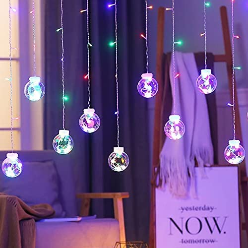 Image of Plastic 12 Lights 138 Led 8.2 Feet Curtains String Lights Window Curtain Lights Sourced (3 Meter) (String Light) Ac (Multicolor Wish Ball)