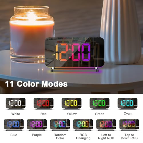 Oqimax Projection Alarm Clock, 7Inch Rgb Digital Alarm Clock With 10 Color Night Light thumb #1