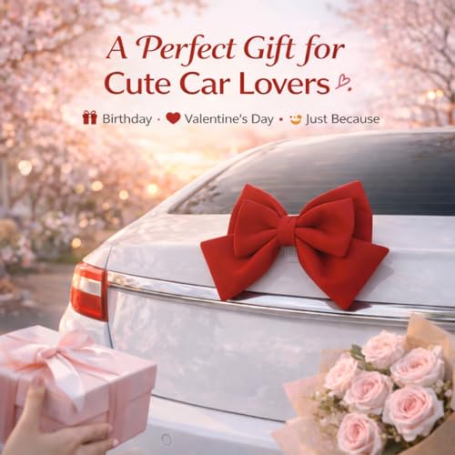 Image of Pink Car Bow for Women Cute Car Exterior Cute Decor for Girls Coquette Decorations for Cars (red)