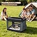 Fobyfurny Hundebox Faltbar, 3-Türiger Transportbox Hund, 60 x 42 x 42 cm, Tragbare Hundetasche mit Reflektierenden Streifen und Taschen, Oxford-Gewebe, Die Matte ist Abnehmbar, Grau, FPDT005OG1