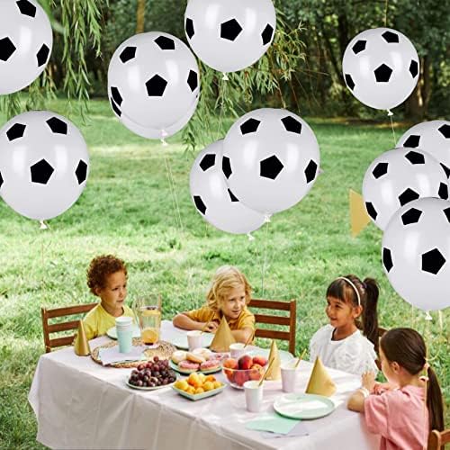 24 pieces Football Balloons,12 inch Sport Balloon,Black White Soccer Balloons for 2022 World Cup Football Party Kids Sport Theme Birthday Party Decorations