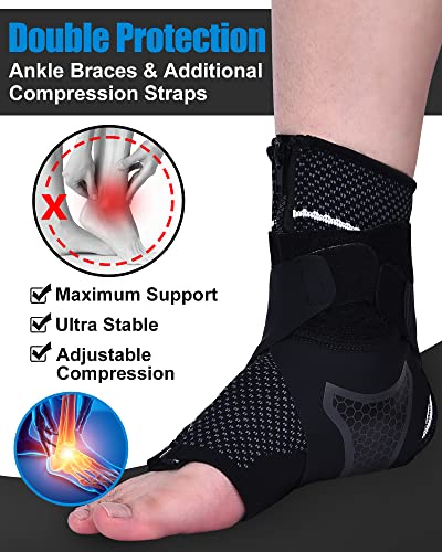 Pacearth Ankle Brace For Plantar Fasciitis Relief, Ankle Support With Compression Straps For Women And Men, Adjustable Strap For Sprain, Heel Spurs And Tendonitis Recovery, 1 Brace And 0 Straps, M #TOP1