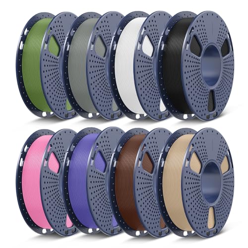 Image of SUNLU PLA+ Filament Bundle, Christmas Gift, 3D Printer Filament Bundle Multicolor, 0.25kg Each Spool, 8 Packs, Black+White+Grey+Oak+Olive Green+Coffee Brown+Purple+Pink