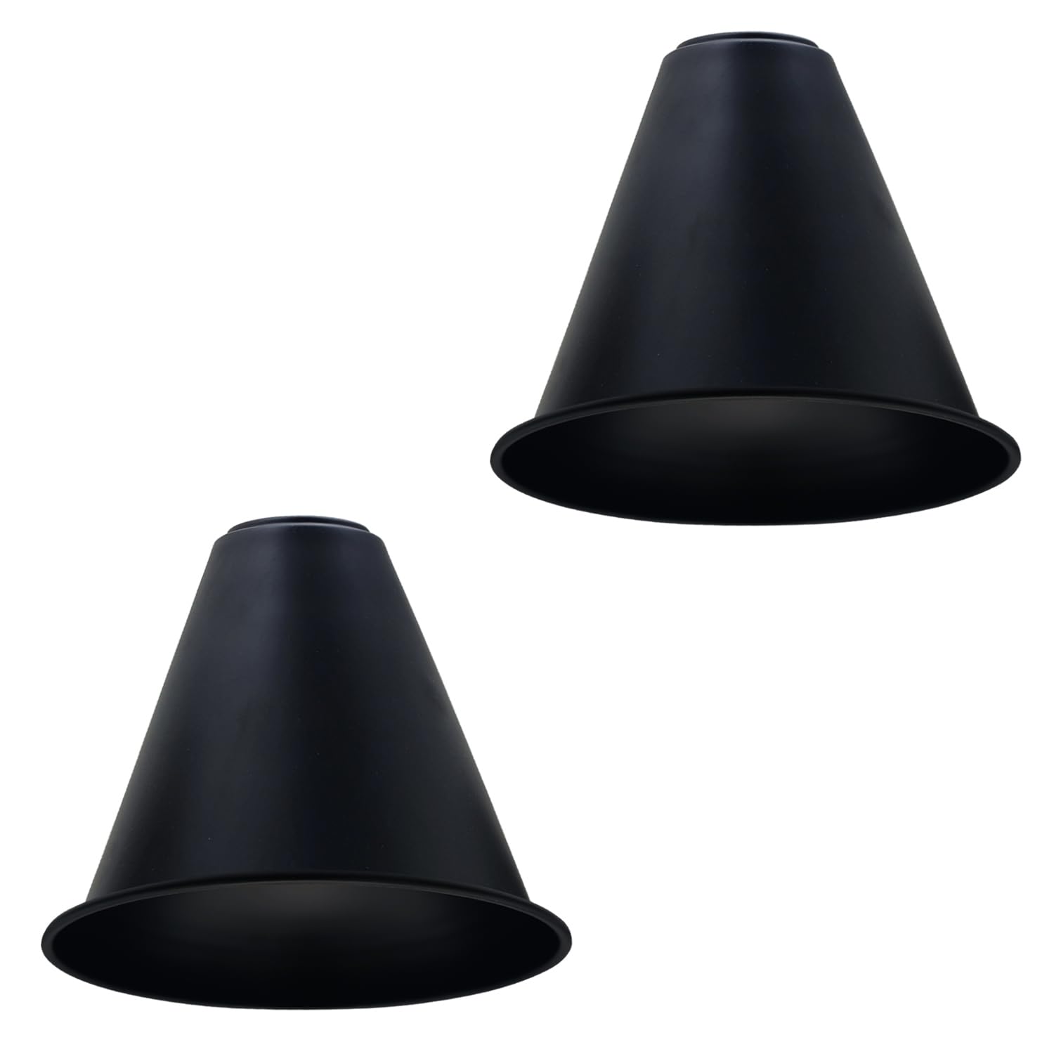 Pack of 2 Black Cone Pendant Light Shade Industrial Retro Easy Fit 18cm Ceiling Lampshade for Bedroom Kitchen Dining Room Restaurant Cafe — image 1
