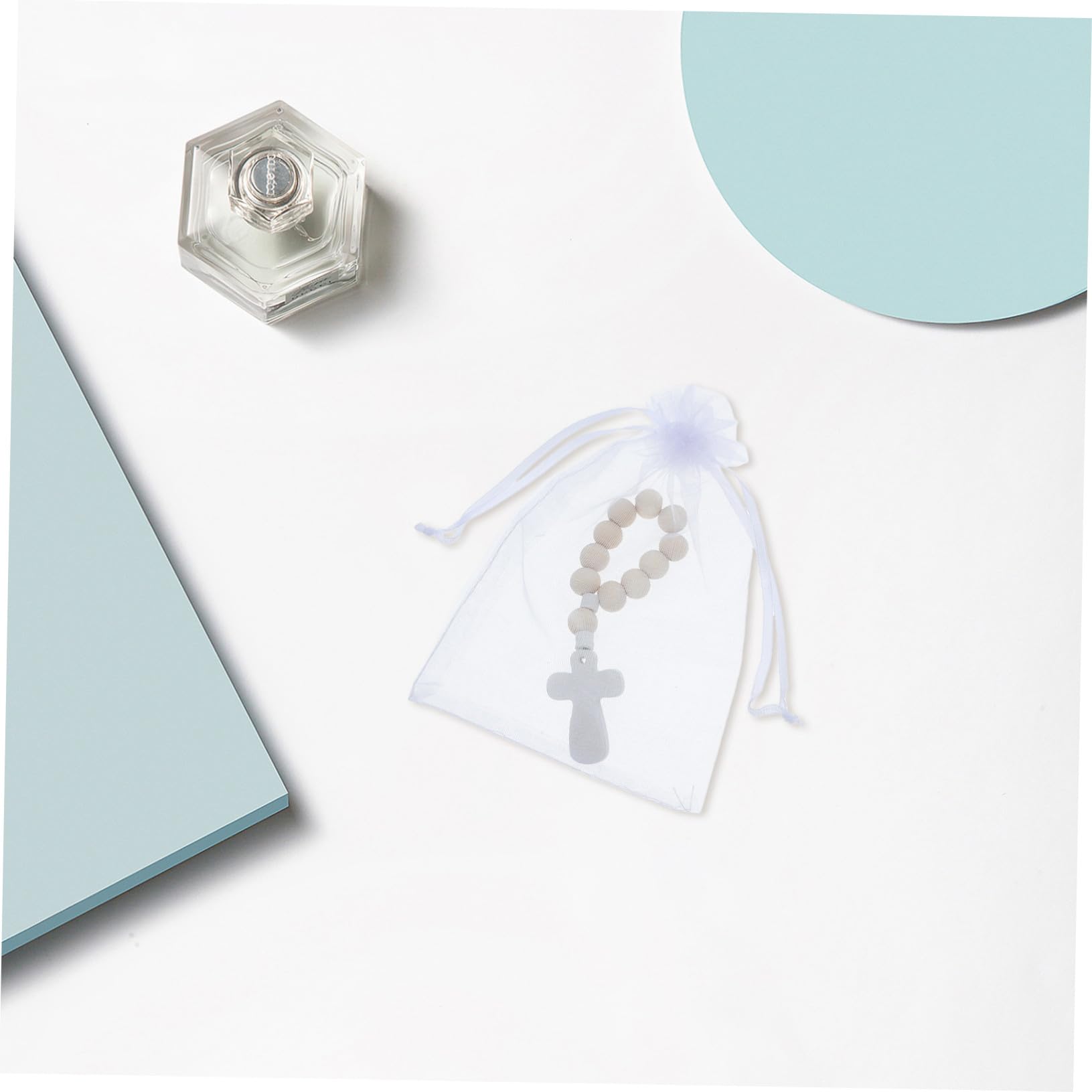 NOLITOY 40 Satz Rosenkranzarmband zur Taufe mit Glatten Perlen und Netzbeuteln Religiöse Armbänder als Geschenk für Babyparty und Erstkommunion