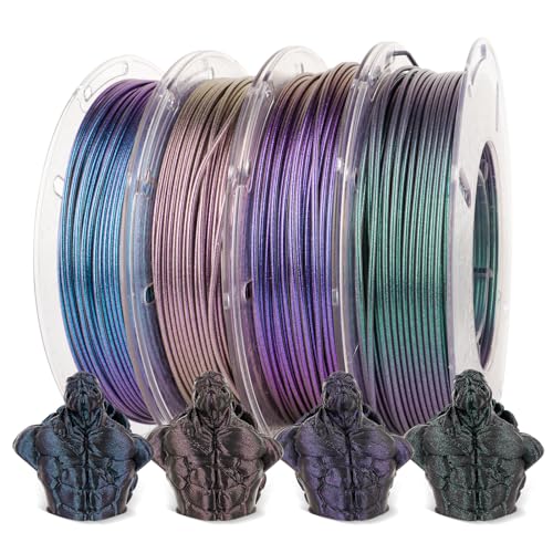 Image of AMOLEN PLA 3D Printer Filament,PLA PrintingFilament Starry Sky Series Pla 1.75mm Bundle, Starry Sky Dark Purple /Green /Blue /Purple Red, 4x200g Pack