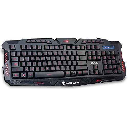Marvo K636 Clavier USB QWERTY Anglais Noir - Claviers (avec Fil, USB, Clavier Ă Membrane, QWERTY, LED, Noir)