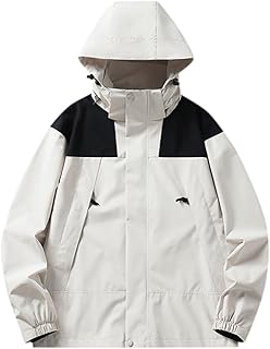 Rain Jacket Men's Waterproof Windbreaker Rain Jacket Thin Reusable Raincoat Transition Jacket Waterproof Softshell Jacket Packable Lightweight Rain Poncho