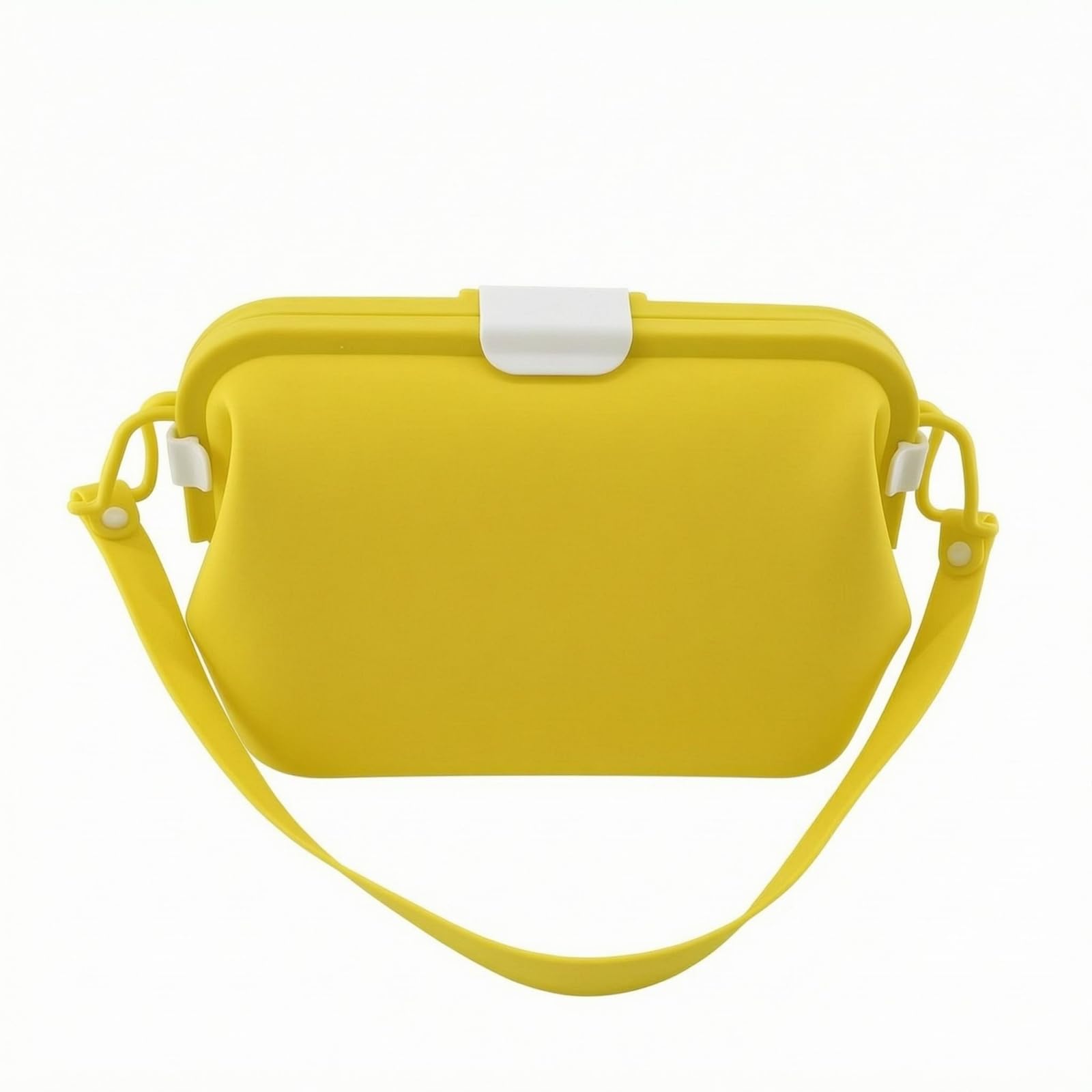 waterproof reusable silicone bag carrying strap silicone storage bag rounded corners pouch rectangular for travel, kitchen, dark yellow, m