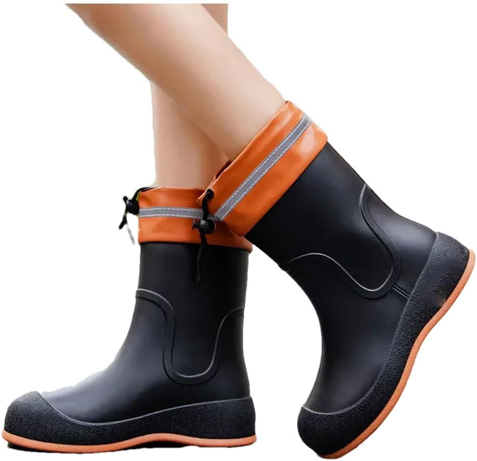 Women Short Water Shoes Anti-Slip Rain Boots Outside Water Thickened Kitchen Work Waterproof Rain Shoes