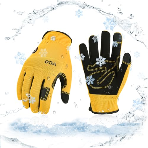 Vgo... Guantes Trabajo Invierno Impermeables Touchscreen, Guantes Térmicos para Construcción Frigoríficos Montaje Multifuncional, 1 par