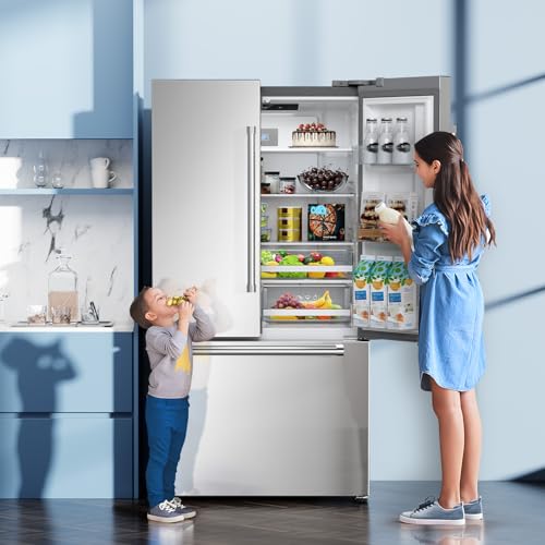 Image of Antarctic Star 2 French Door Refrigerator, Auto Ice & Water Filter, VCM Stainless, Multi-Air, Fast Cooling, Inverter, LED Alarm, Energy Star, 20.3 Cu Ft, Silver