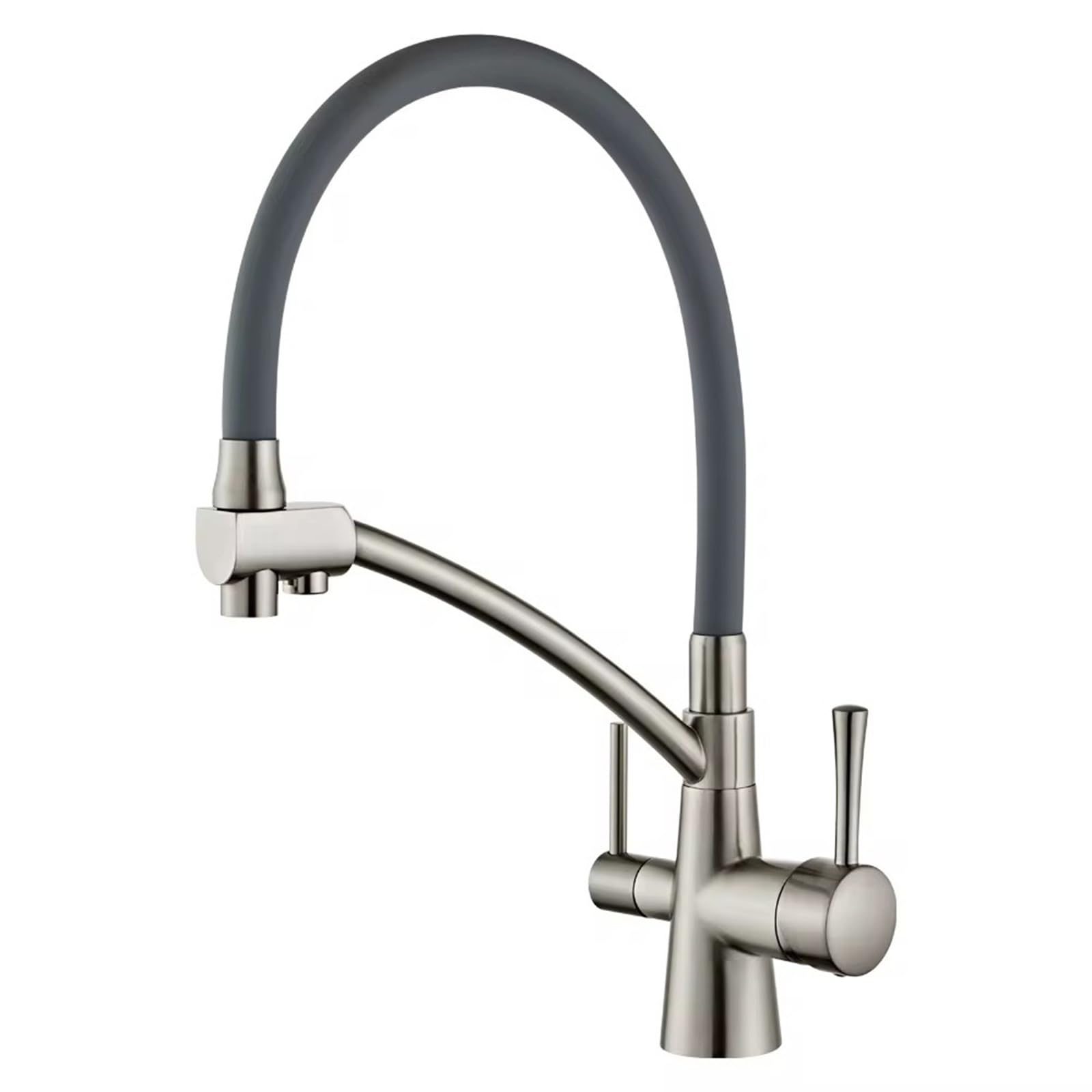 ZQFHSX Kitchen Mixer Tap, Flexible 3 Way Swivel, Brass-Chrome Plated, Dual Handle Design for Optimal Flow and Functionality