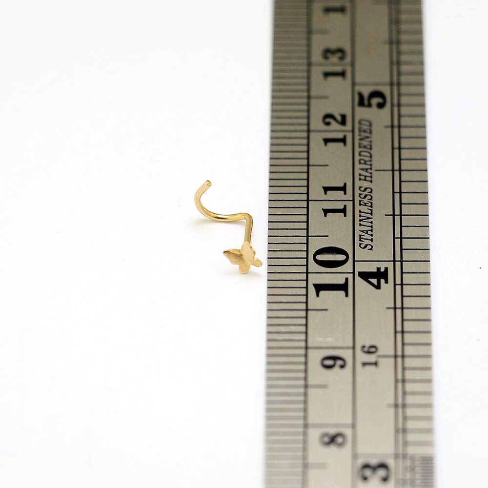 Monster Piercing 9K Gold Echtgold | Nasenpiercing Nasenstecker Stud | Schmetterling | Stabstärke: 20G (0,8 mm) | Stablänge: 7mm | Hypoallergen