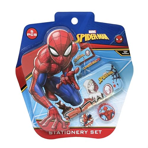 Image of Spiderman 5 pcs Stationery SetSchool Supplies Kit Multicolor Return Gift for Kids Age 3 Years +