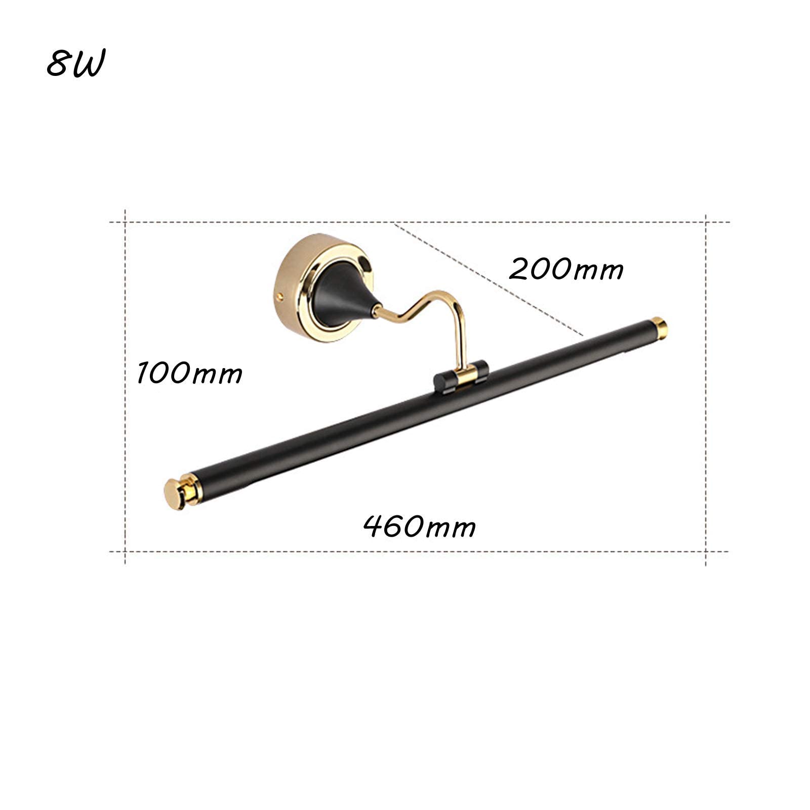 Łazienka LED Lustro Przednie światło 4000K Neutralny biały Vintage LED Vanity Mirror Lights IP44 Wodoodporna czarno-złota lampa lustrzana do kąpieli Regulowane oświetlenie obrazu LED do umywalki,